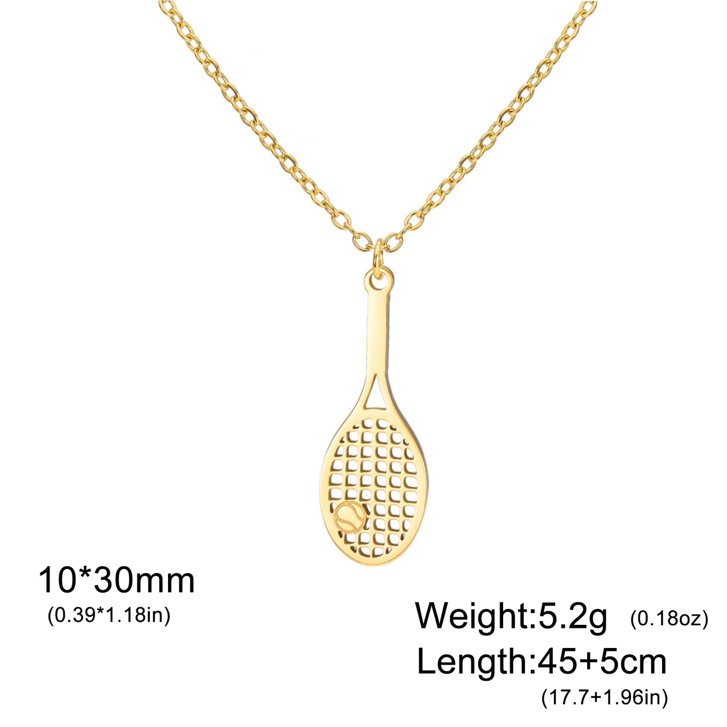 Tennis Racket Pendant Women'S Necklaces 2026 Stainless Steel Sport Trendy Jewelry Gold Color Necklaces Valentine Gift