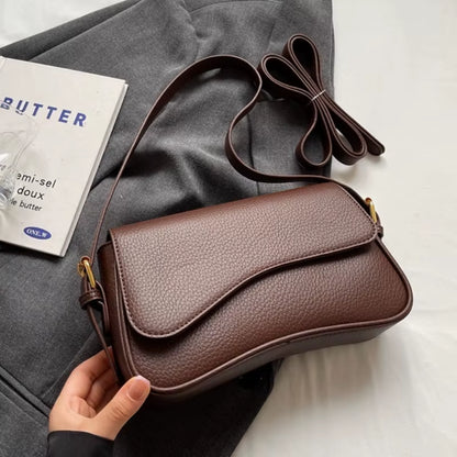 Vintage PU Leather Crossbody Bags for Women Red Lychee Pattern Flap Shoulder Bag Simple Fashion Satchels Handbags and Purses