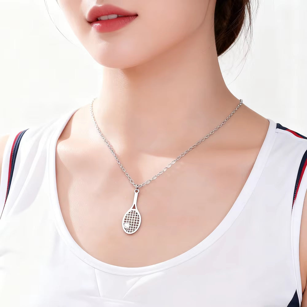 Tennis Racket Pendant Women'S Necklaces 2026 Stainless Steel Sport Trendy Jewelry Gold Color Necklaces Valentine Gift