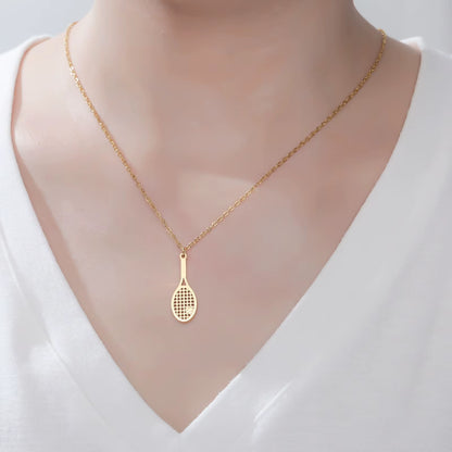 Tennis Racket Pendant Women'S Necklaces 2026 Stainless Steel Sport Trendy Jewelry Gold Color Necklaces Valentine Gift