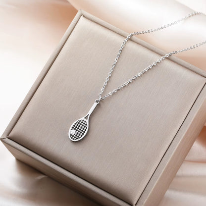 Tennis Racket Pendant Women'S Necklaces 2026 Stainless Steel Sport Trendy Jewelry Gold Color Necklaces Valentine Gift