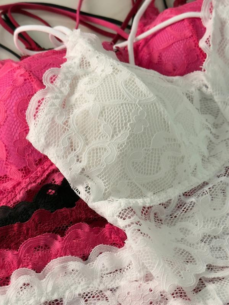 HICLOTH Women’S 4-Piece Lace Bralette & Panty Set – Soft, Lightweight & Comfy | Double-Strap Design with Matching Lace Underwear for Everyday Wear