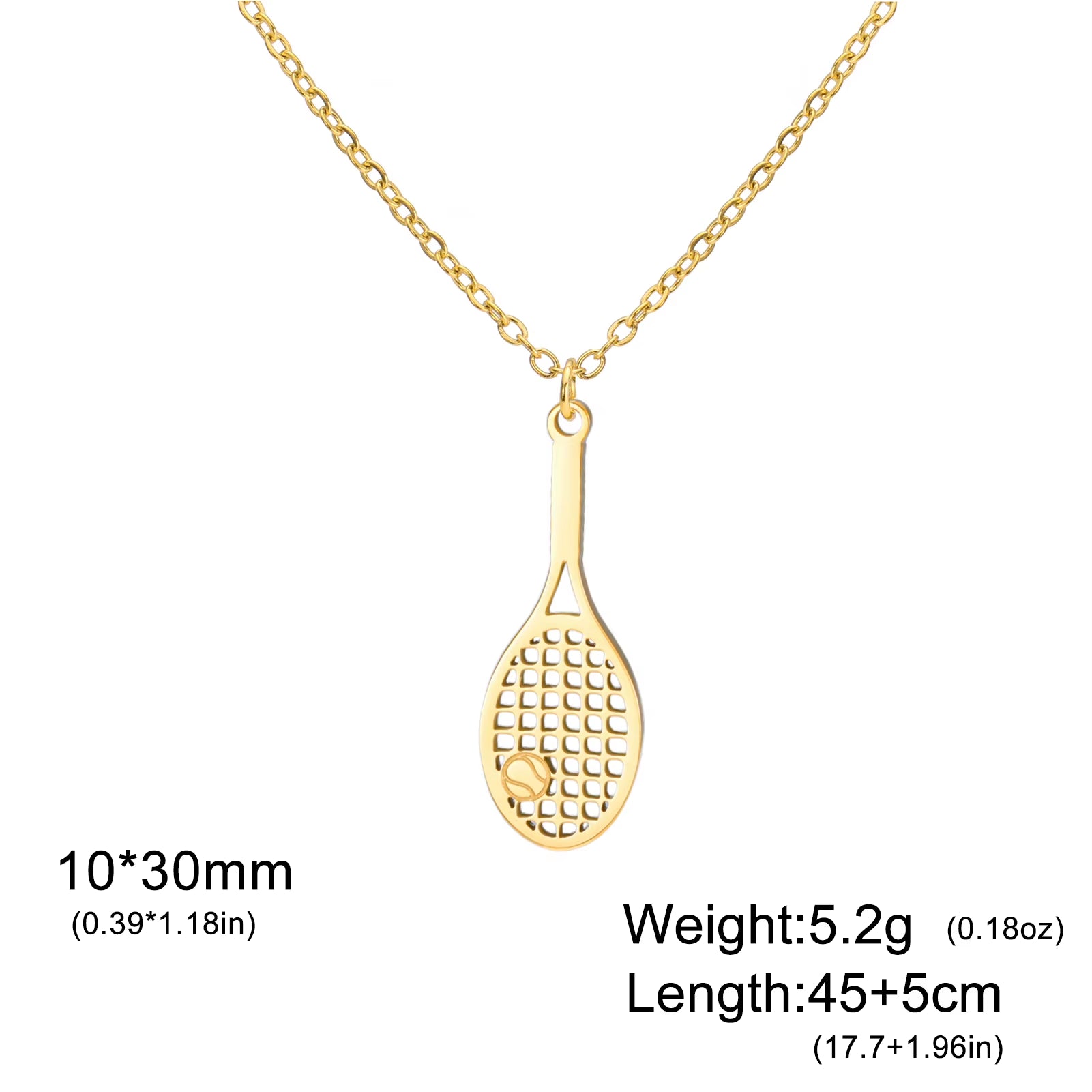 Tennis Racket Pendant Women'S Necklaces 2026 Stainless Steel Sport Trendy Jewelry Gold Color Necklaces Valentine Gift