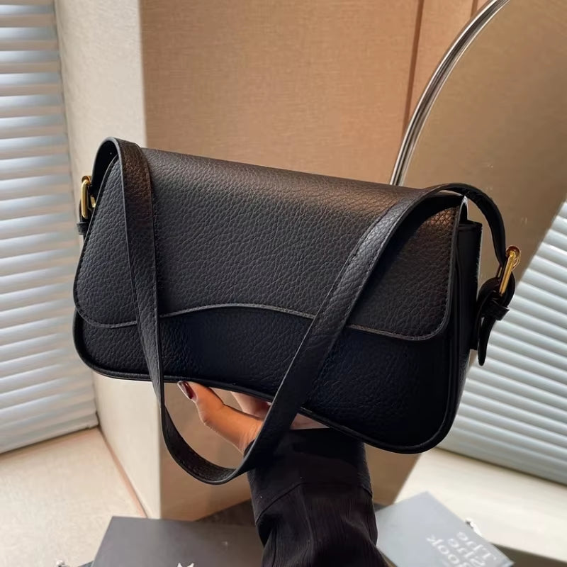 Vintage PU Leather Crossbody Bags for Women Red Lychee Pattern Flap Shoulder Bag Simple Fashion Satchels Handbags and Purses