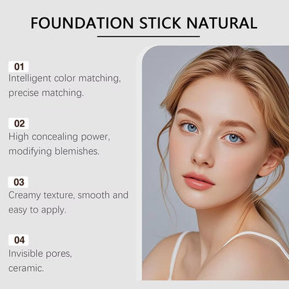 Color Changing Foundation Stick Brightens Concealer Stick Ouble Head with Brush Lightweight Moisturizing Brightening Cosmetics