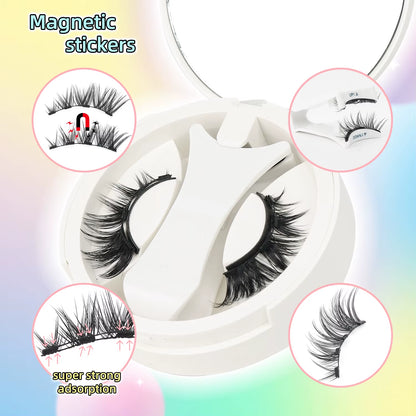 Magnetic Eyelashes with Applicator 1 Pairs Natural Look Magnetic Lashes No Glue Needed Reusable Eyelashes Soft with Applicator