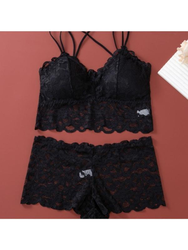 HICLOTH Women’S 4-Piece Lace Bralette & Panty Set – Soft, Lightweight & Comfy | Double-Strap Design with Matching Lace Underwear for Everyday Wear