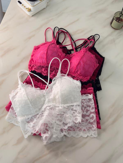 HICLOTH Women’S 4-Piece Lace Bralette & Panty Set – Soft, Lightweight & Comfy | Double-Strap Design with Matching Lace Underwear for Everyday Wear