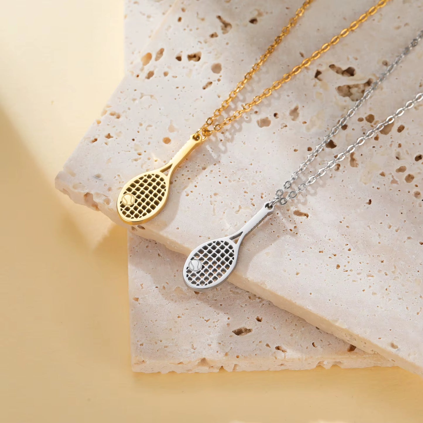 Tennis Racket Pendant Women'S Necklaces 2026 Stainless Steel Sport Trendy Jewelry Gold Color Necklaces Valentine Gift